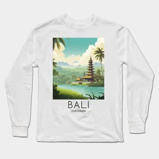 A Vintage Travel Illustration of Bali - Indonesia Long Sleeve T-Shirt